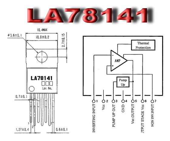 kema diagram atau pin out kaki kai IC vertikal dengan seri LA78xx