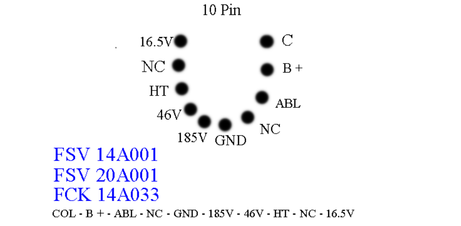 Contoh susunan pin flyback tv Akari