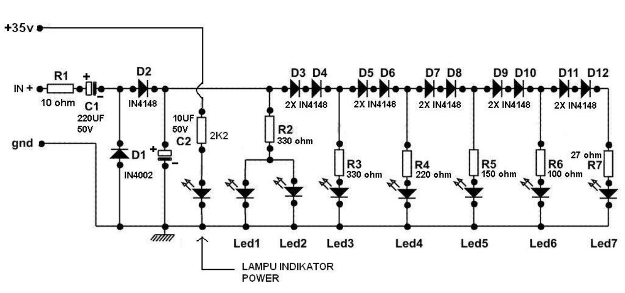 Skema Rangkaian Lampu LED Mengikuti Suara Musik