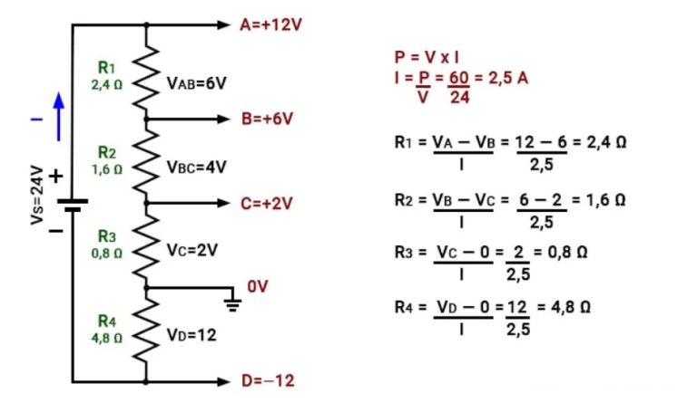 Pembagi Rumus dan Rangkaian Pembagi Tegangan (Voltage Divider) - Rekomend.id