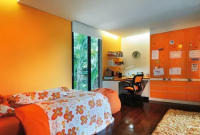 Kombinasi Warna Orange dan Hijau untuk Kamar Tidur