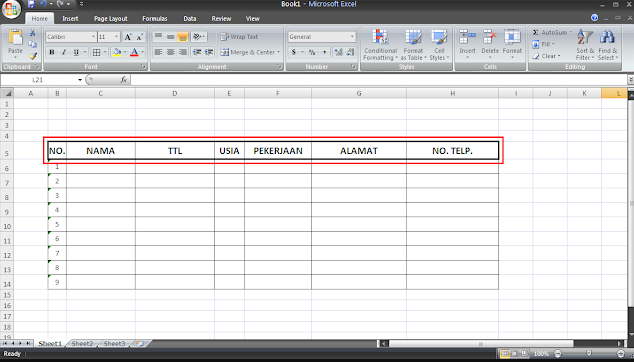 Cara Menebalkan Garis Tabel di Excel