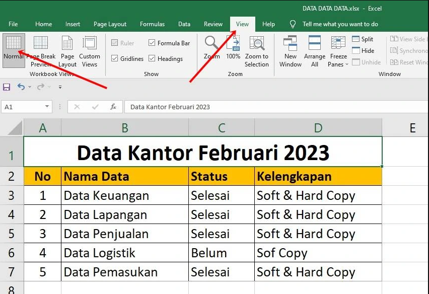 Cara Menghilangkan Garis Biru di Excel